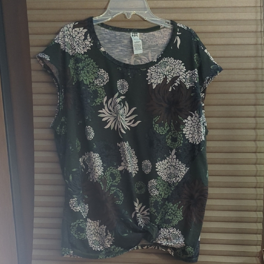 JoyLab Sleeveless Workout Dance Recovery Thai Waist Floral Top XL